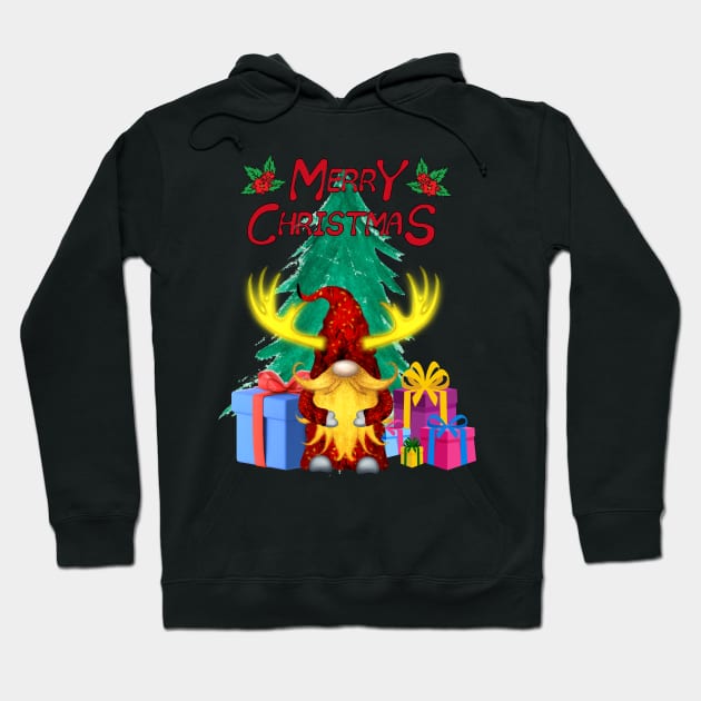 Christmas Present T-Shirt, Christmas Gnome with Christmas Tree and Christmas Presents Hoodie by MagicTrick